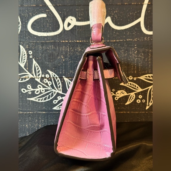 Pink Ombre Vegan Crocodile-Embossed Mini Tote - Picture 4 of 12